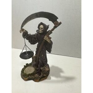 Summit Collection Grim Reaper Statue Scythe Scale Purple Robe Gothic fantasy 9in